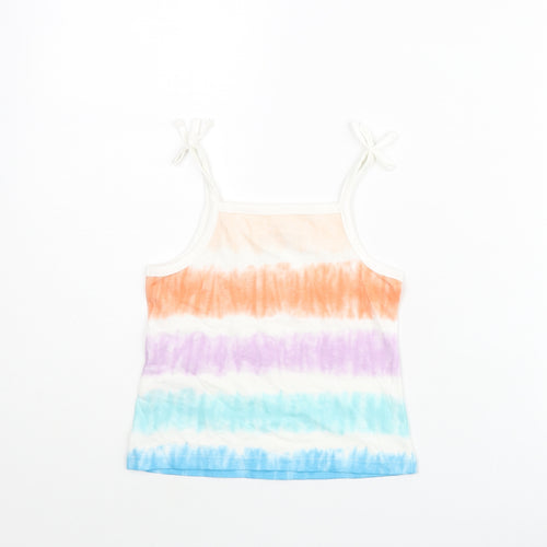 Marks and Spencer Girls Multicoloured Striped Cotton Basic Tank Size 2-3 Years Square Neck Pullover
