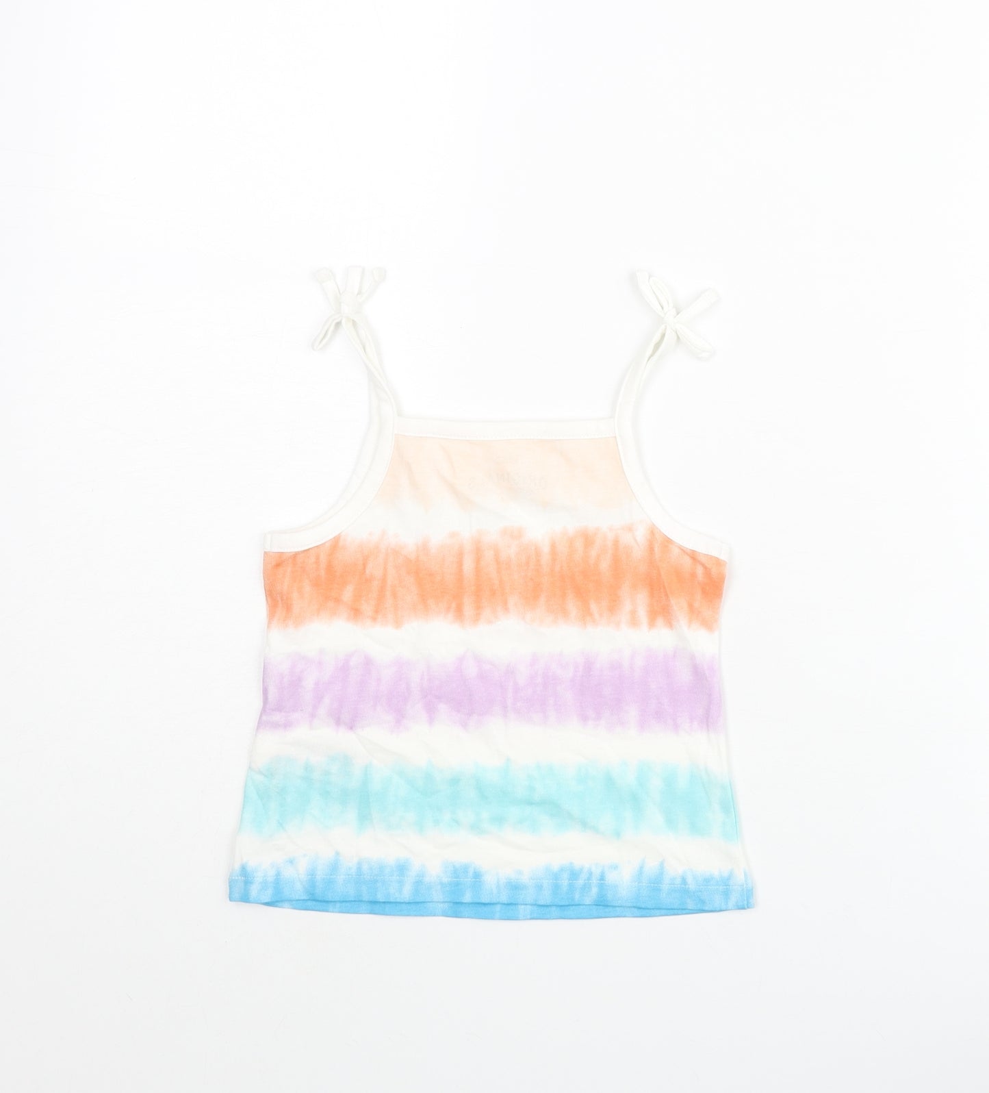 Marks and Spencer Girls Multicoloured Striped Cotton Basic Tank Size 2-3 Years Square Neck Pullover