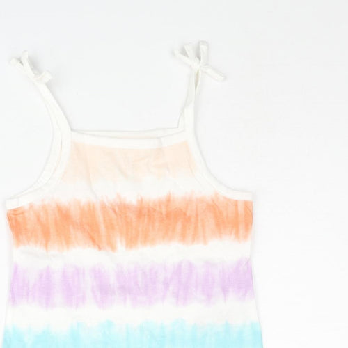 Marks and Spencer Girls Multicoloured Striped Cotton Basic Tank Size 2-3 Years Square Neck Pullover