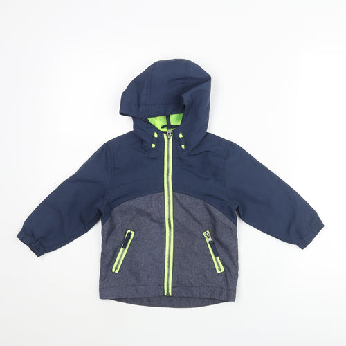 Urban Rascals Boys Blue Colourblock Rain Coat Coat Size 2 Years Zip