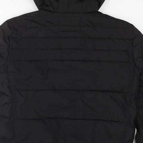 JACK & JONES Mens Black Puffer Jacket Coat Size L Zip - Sleeve Logo