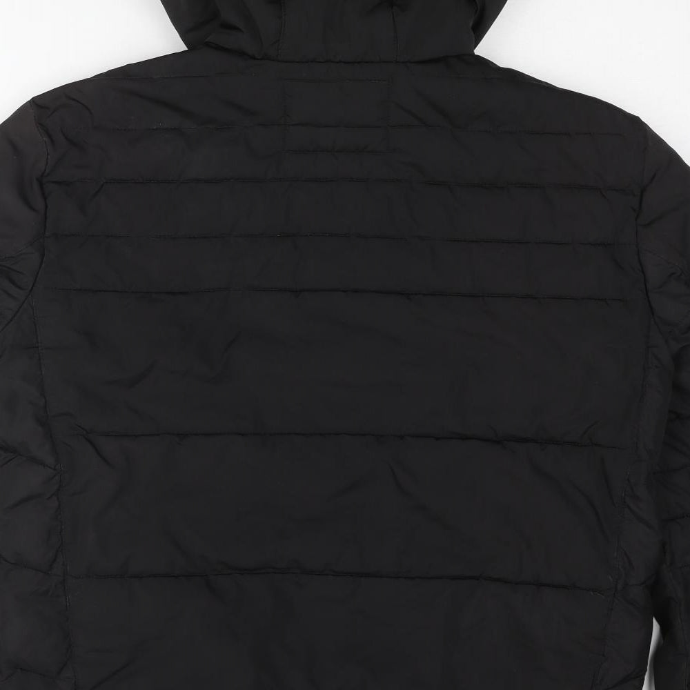 JACK & JONES Mens Black Puffer Jacket Coat Size L Zip - Sleeve Logo