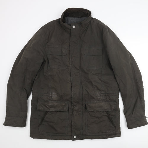 John Lewis Mens Brown Pea Coat Coat Size L Zip