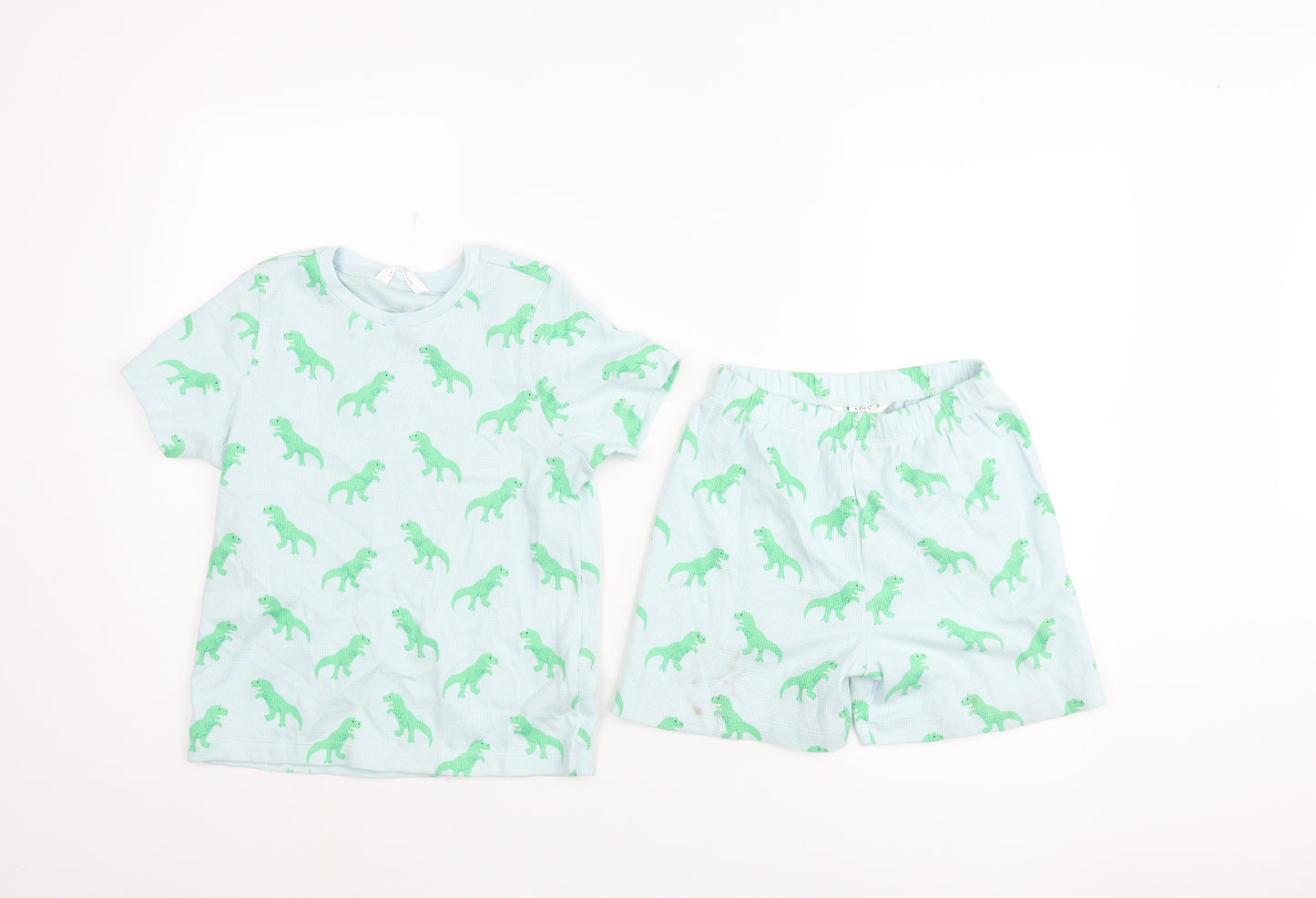 Marks and Boys Blue Geometric Cotton Pyjama Set Size 6-7 Years Pullover - Dinosaur Print