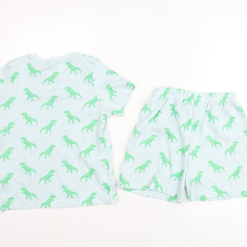 Marks and Boys Blue Geometric Cotton Pyjama Set Size 6-7 Years Pullover - Dinosaur Print