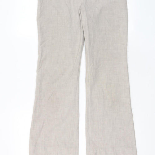 Essentials Womens Beige Polyester Trousers Size 10 L27 in Regular Hook & Eye - Embroidered