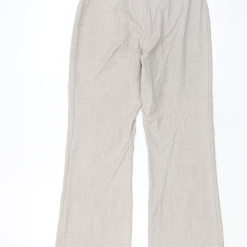 Essentials Womens Beige Polyester Trousers Size 10 L27 in Regular Hook & Eye - Embroidered