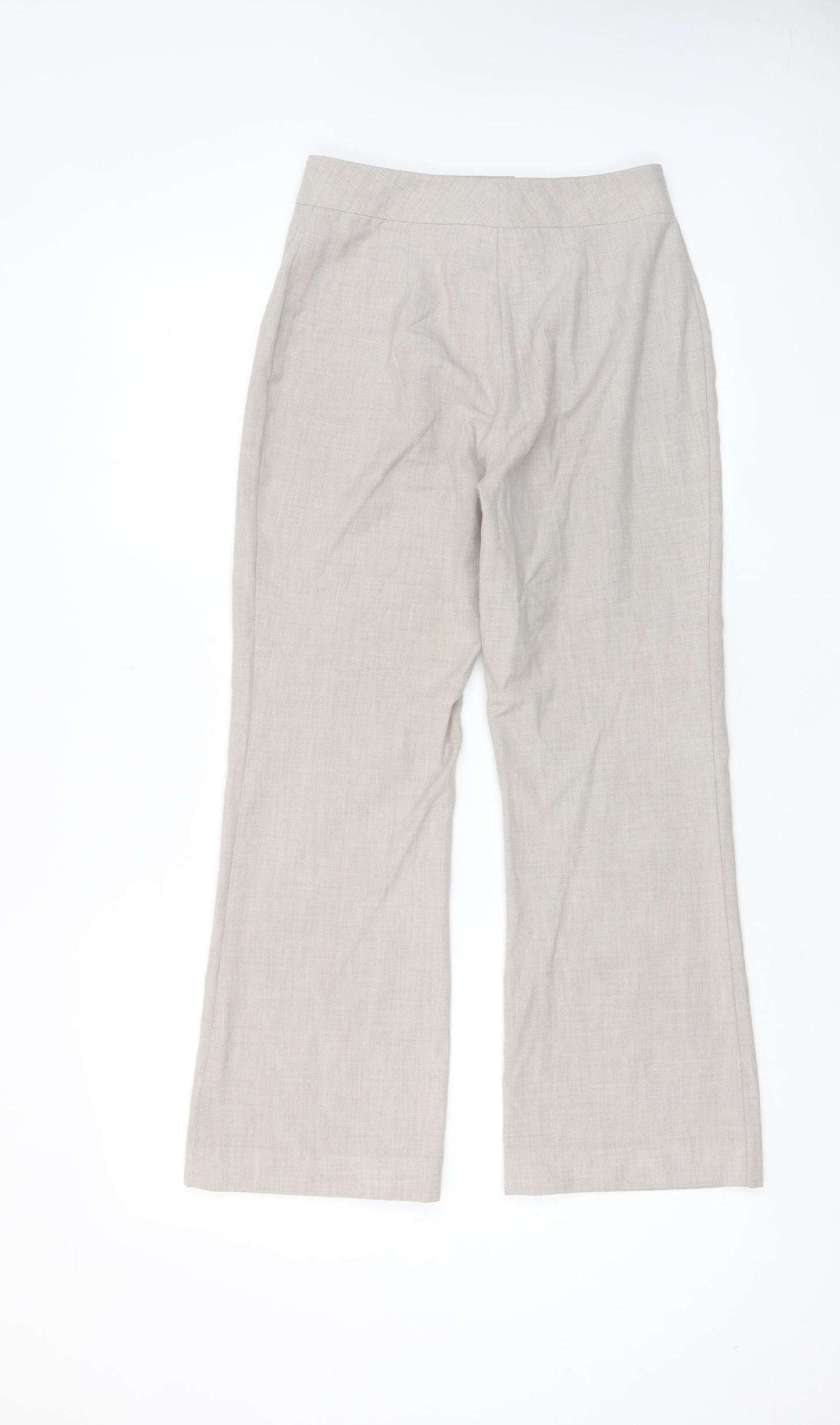 Essentials Womens Beige Polyester Trousers Size 10 L27 in Regular Hook & Eye - Embroidered