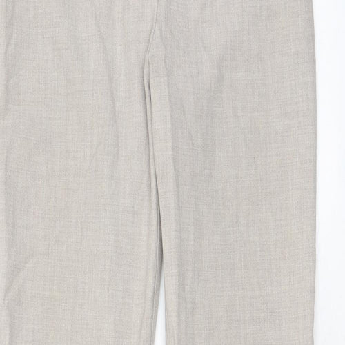 Essentials Womens Beige Polyester Trousers Size 10 L27 in Regular Hook & Eye - Embroidered