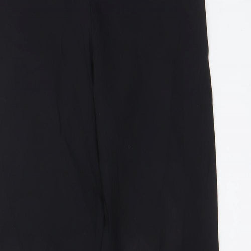 Hennes Womens Black Viscose Capri Trousers Size 10 L24 in Regular Zip - Tassled