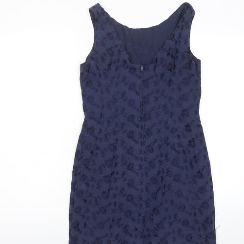 Oasis Womens Blue Floral Cotton Tank Dress Size 10 Scoop Neck Pullover