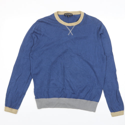 Autograph Mens Blue V-Neck Cotton Pullover Jumper Size M Long Sleeve
