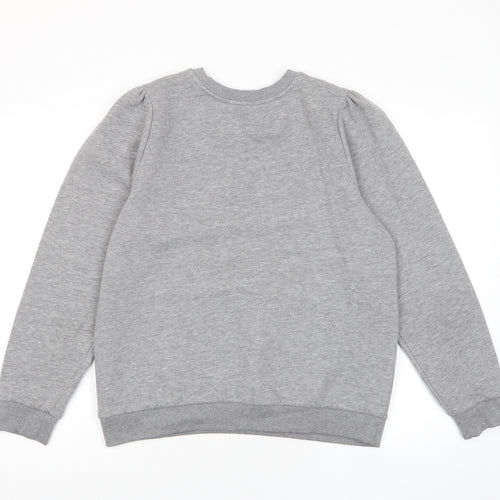 Marks and Spencer Womens Grey Cotton Pullover Sweatshirt Size 14 Pullover - Pleated Shoulders