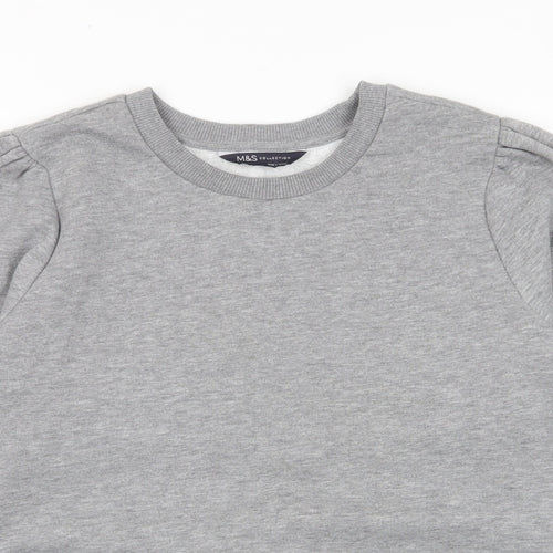 Marks and Spencer Womens Grey Cotton Pullover Sweatshirt Size 14 Pullover - Pleated Shoulders