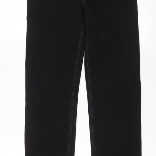 Marks and Spencer Womens Black Cotton Straight Jeans Size 10 L32 in Regular Zip - Pockets