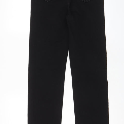 Marks and Spencer Womens Black Cotton Straight Jeans Size 10 L32 in Regular Zip - Pockets