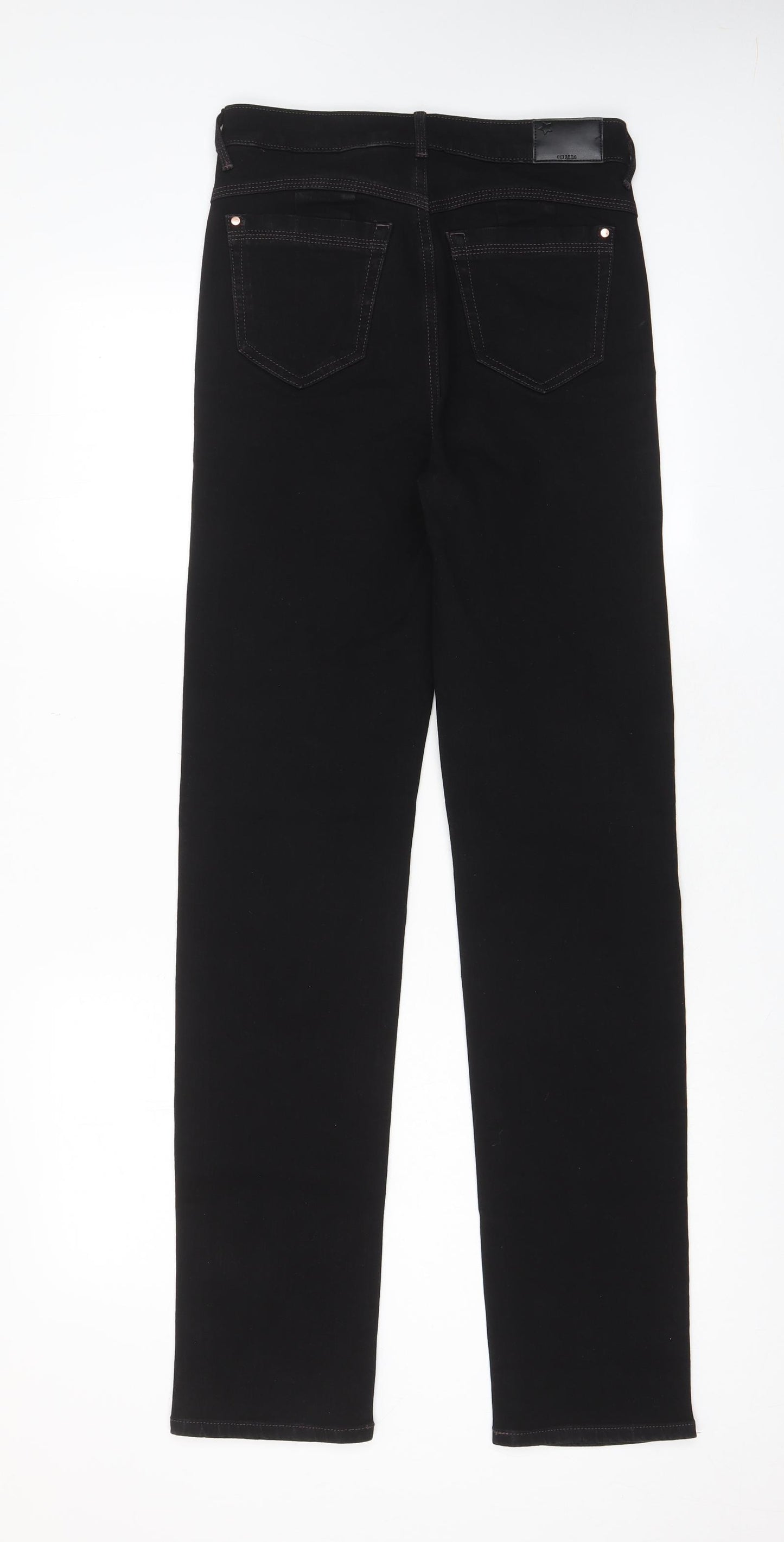 Marks and Spencer Womens Black Cotton Straight Jeans Size 10 L32 in Regular Zip - Pockets