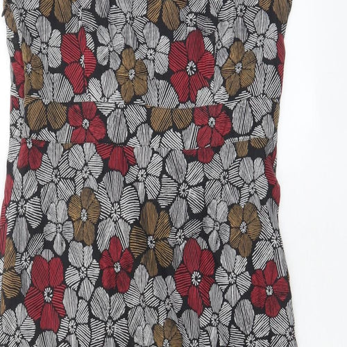 Laura Ashley Womens Multicoloured Floral Cotton A-Line Size 12 V-Neck Zip