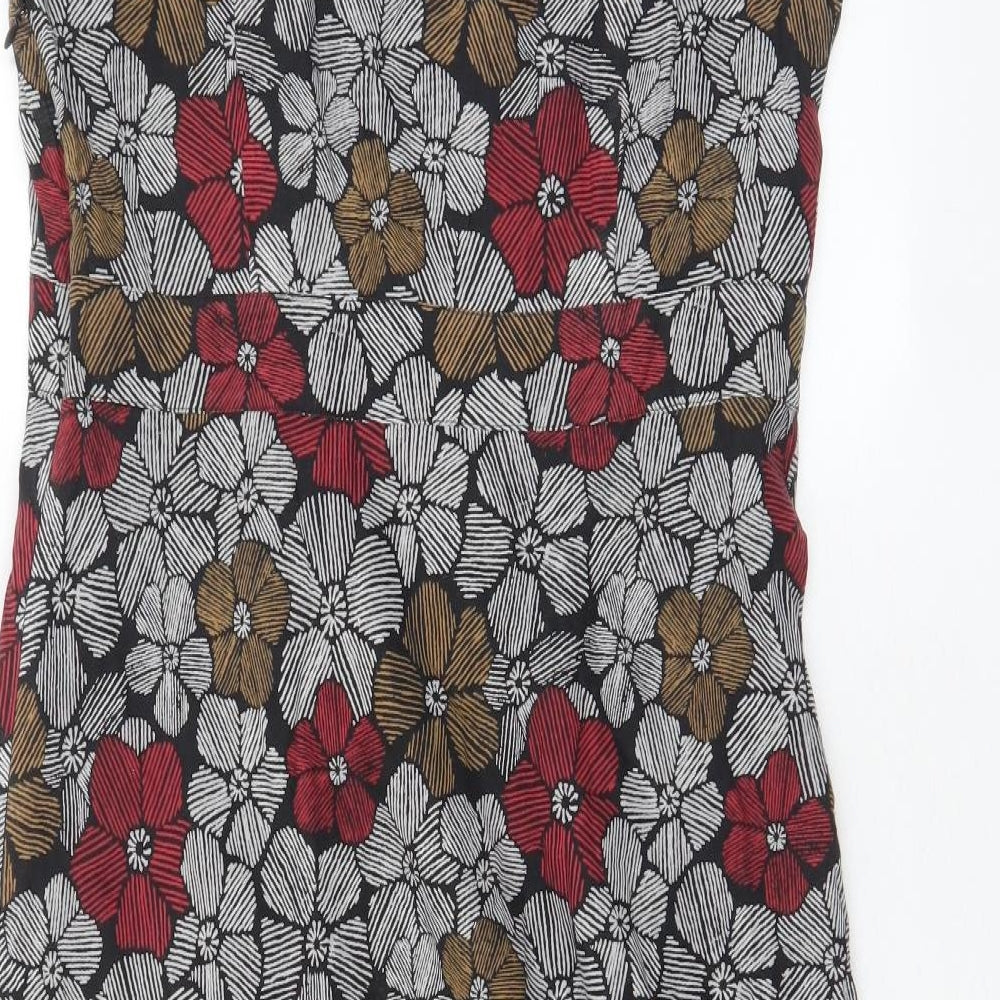 Laura Ashley Womens Multicoloured Floral Cotton A-Line Size 12 V-Neck Zip
