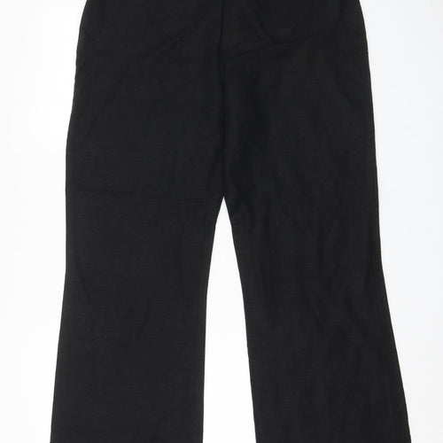 Collezioni Womens Black Linen Trousers Size 14 L29 in Regular Hook & Eye