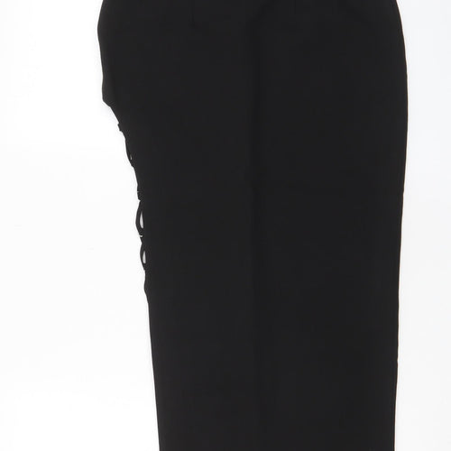 Zara Womens Black Polyester Straight & Pencil Skirt Size S Zip - Side cut out