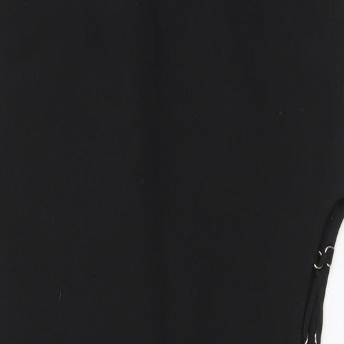 Zara Womens Black Polyester Straight & Pencil Skirt Size S Zip - Side cut out