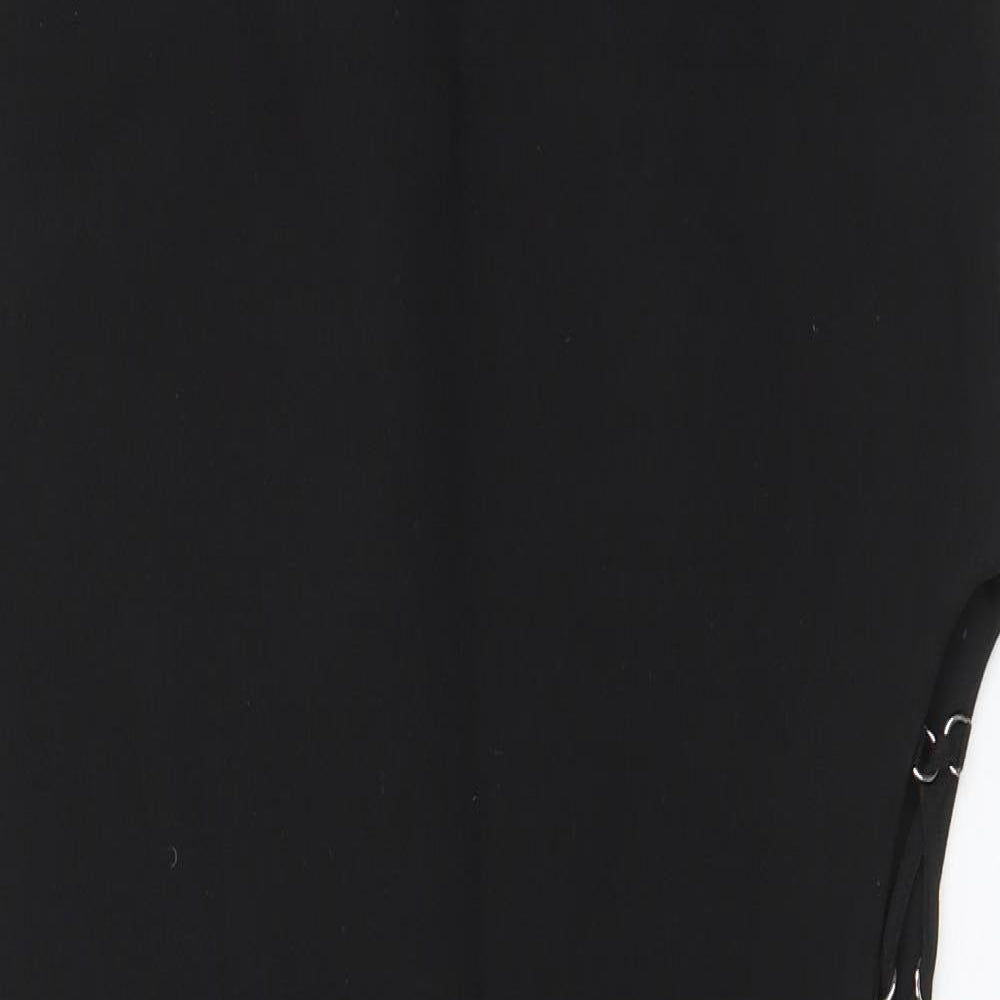 Zara Womens Black Polyester Straight & Pencil Skirt Size S Zip - Side cut out