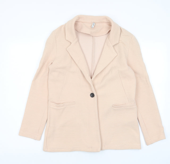 Stradivarius Womens Pink Jacket Blazer Size S Button - Pockets