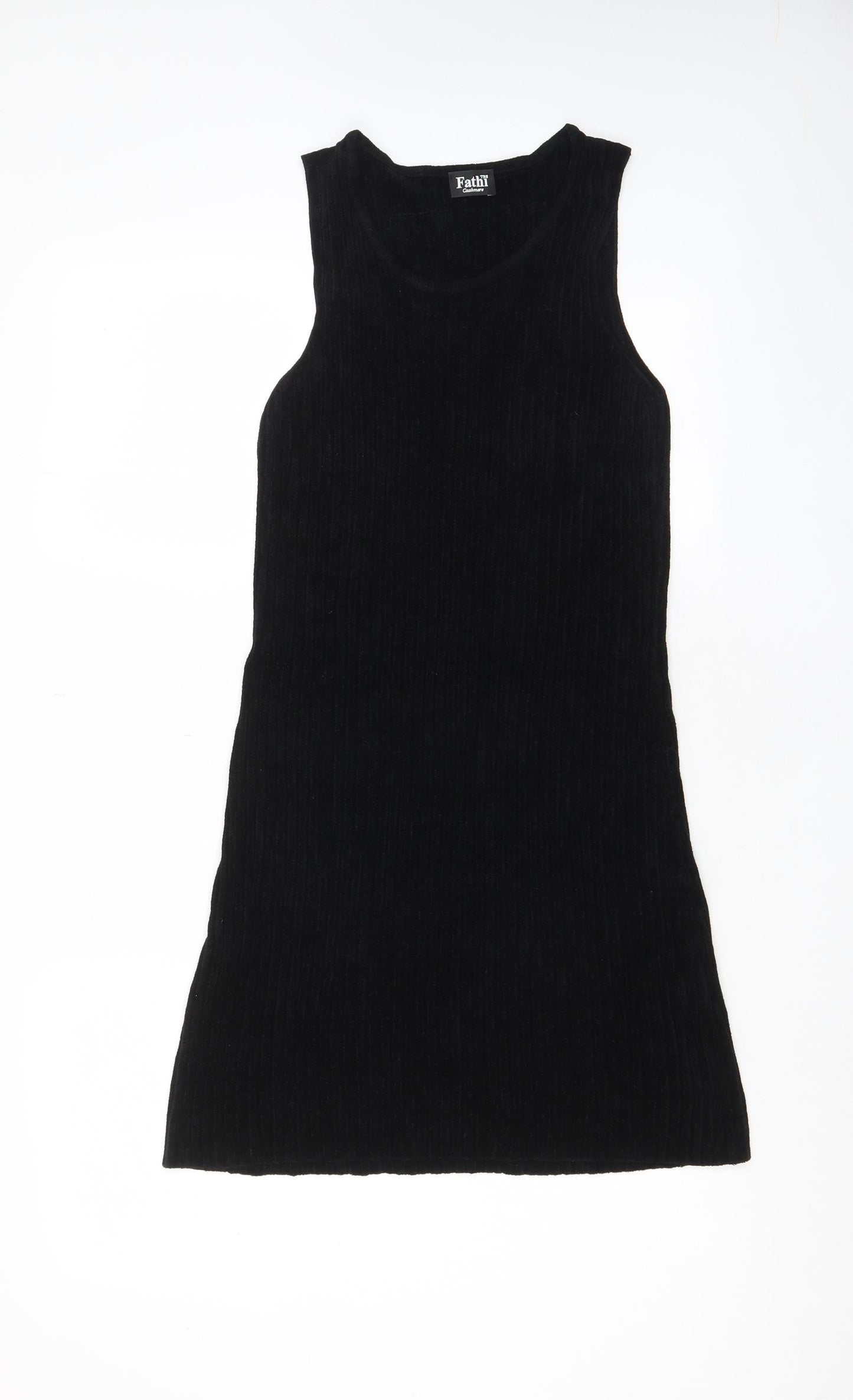 Fathi Womens Black Viscose Tank Dress Size S Scoop Neck Pullover
