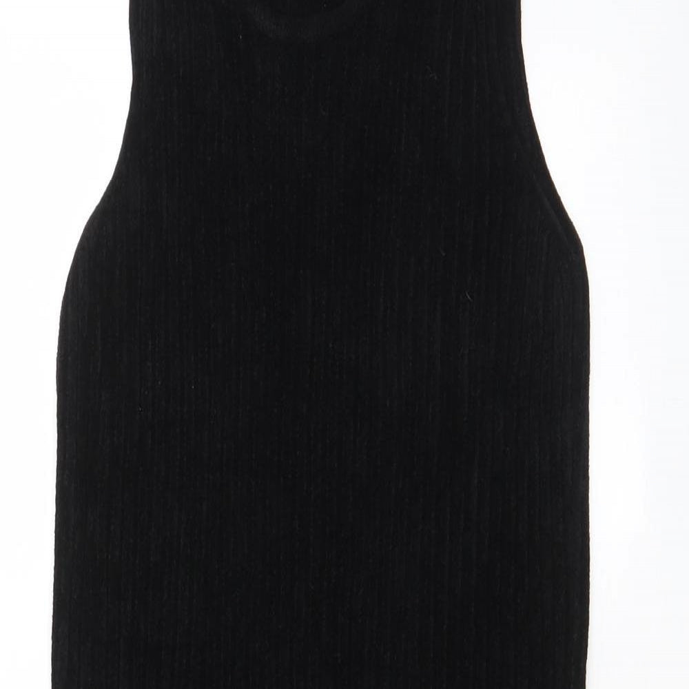 Fathi Womens Black Viscose Tank Dress Size S Scoop Neck Pullover