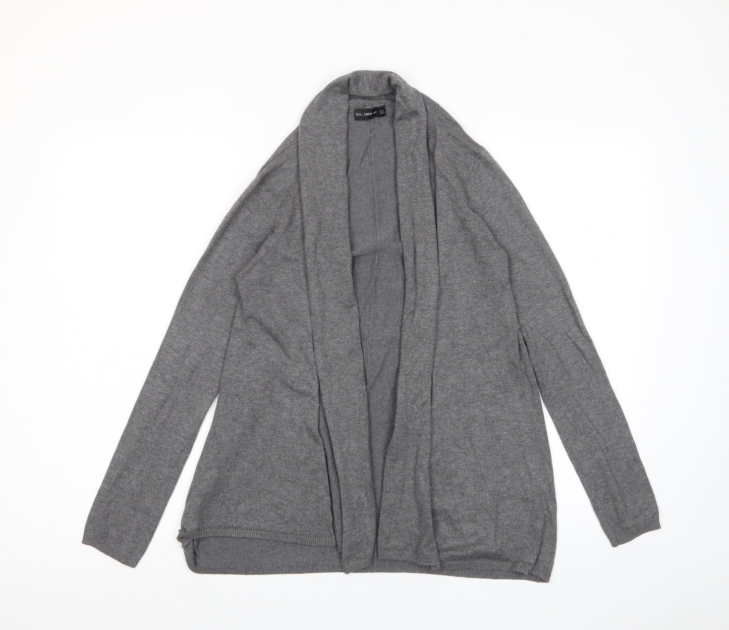 Zara Womens Grey V-Neck Viscose Cardigan Jumper Size M - Open