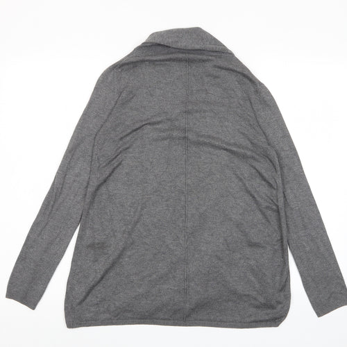 Zara Womens Grey V-Neck Viscose Cardigan Jumper Size M - Open