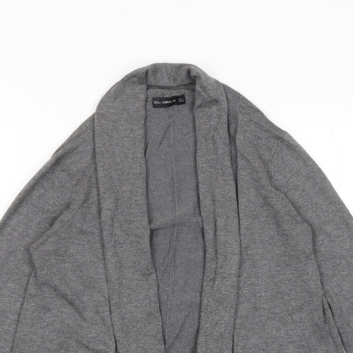 Zara Womens Grey V-Neck Viscose Cardigan Jumper Size M - Open