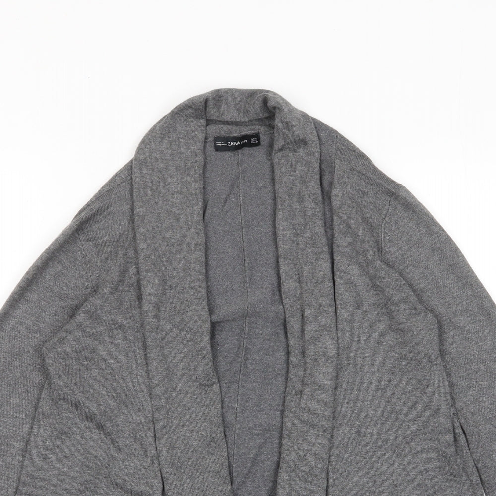 Zara Womens Grey V-Neck Viscose Cardigan Jumper Size M - Open