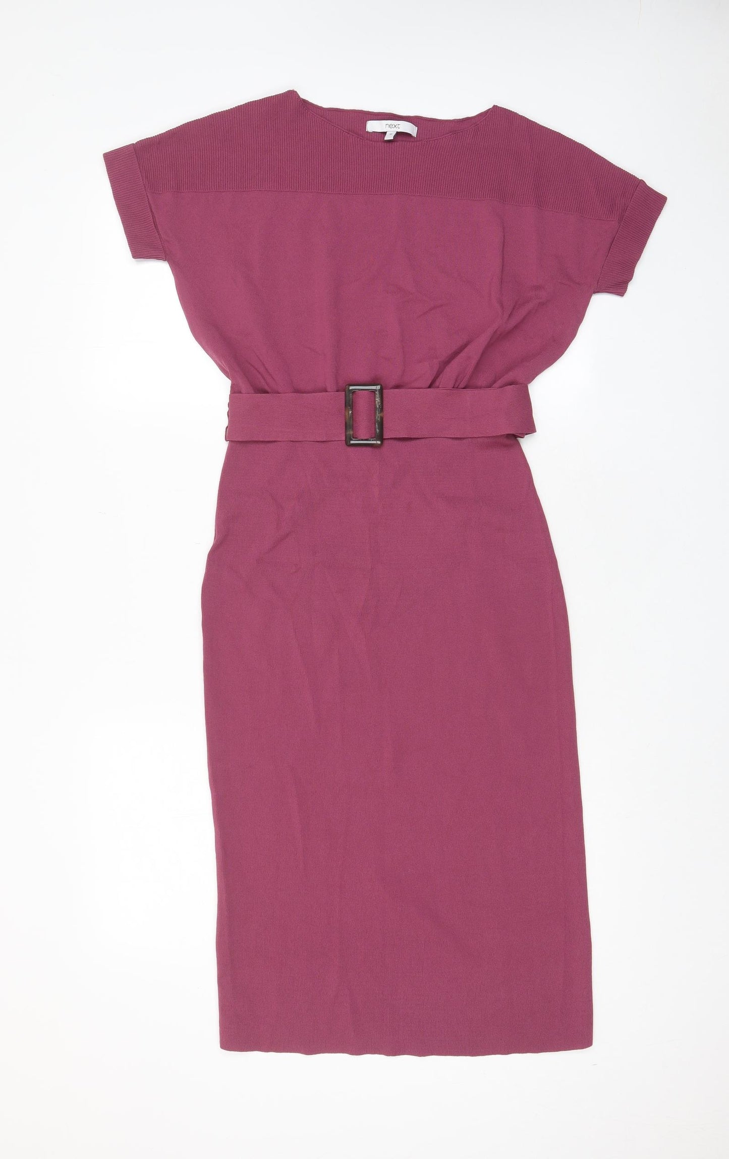 NEXT Womens Purple Viscose Sheath Size 10 Boat Neck Pullover - Belted