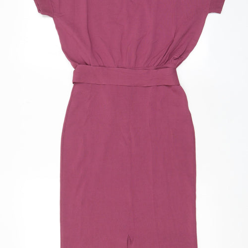 NEXT Womens Purple Viscose Sheath Size 10 Boat Neck Pullover - Belted