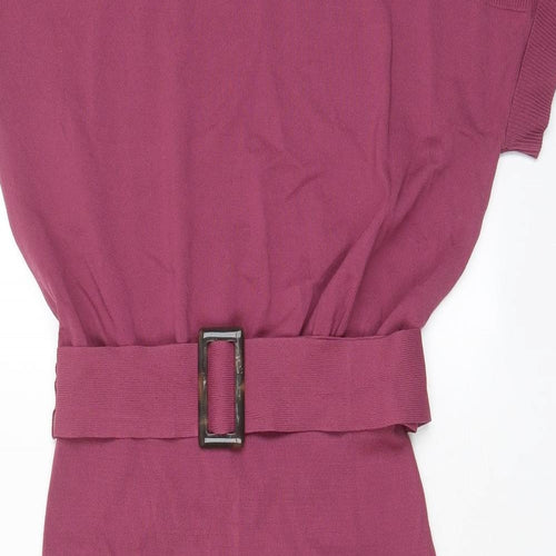 NEXT Womens Purple Viscose Sheath Size 10 Boat Neck Pullover - Belted