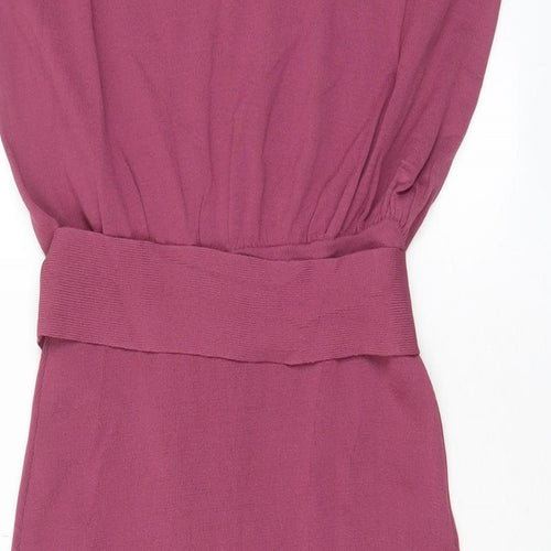 NEXT Womens Purple Viscose Sheath Size 10 Boat Neck Pullover - Belted