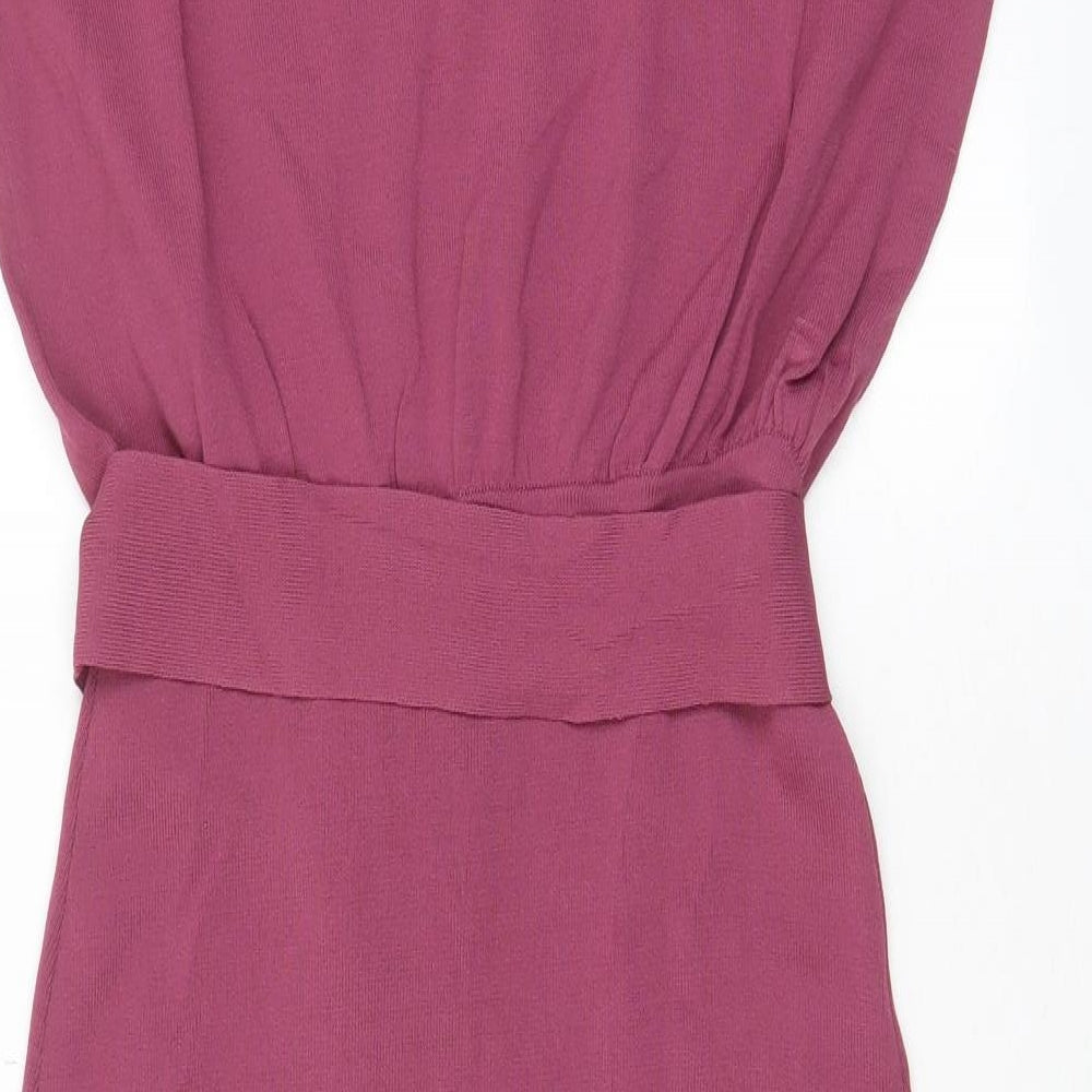 NEXT Womens Purple Viscose Sheath Size 10 Boat Neck Pullover - Belted