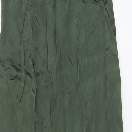 Zara Womens Green Viscose A-Line Size S Sweetheart Pullover - Side slit, Pleated