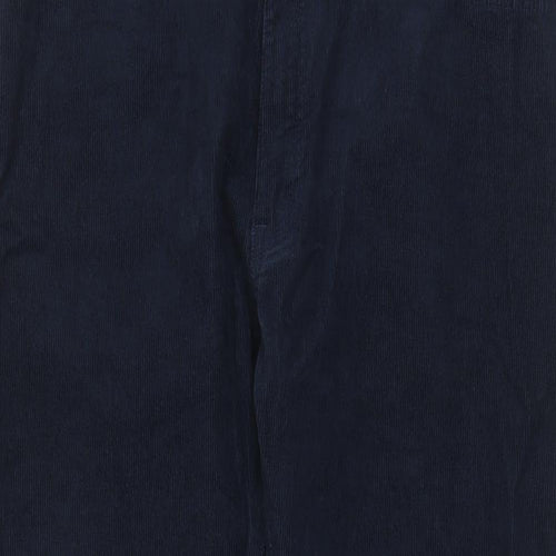 Marks and Spencer Mens Blue Cotton Trousers Size 38 in L29 in Slim Zip - Short Leg, Pockets