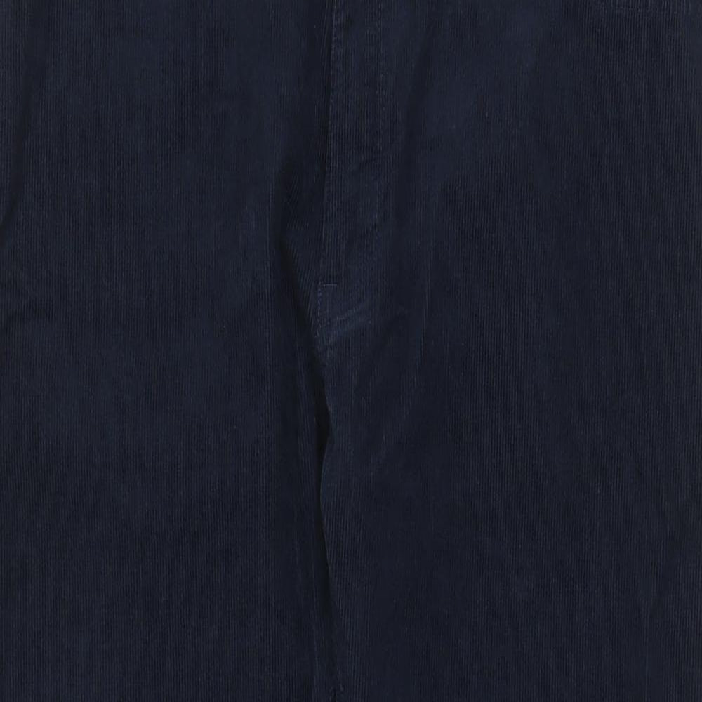 Marks and Spencer Mens Blue Cotton Trousers Size 38 in L29 in Slim Zip - Short Leg, Pockets