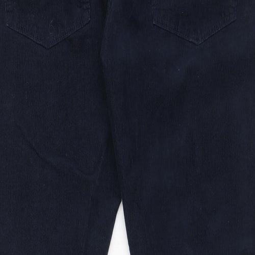 Marks and Spencer Mens Blue Cotton Trousers Size 38 in L29 in Slim Zip - Short Leg, Pockets