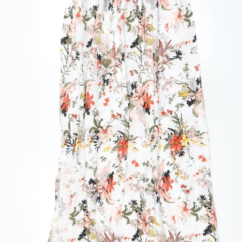 Marks and Spencer Womens Multicoloured Floral Viscose A-Line Size 14 Off the Shoulder Pullover - Drawstring