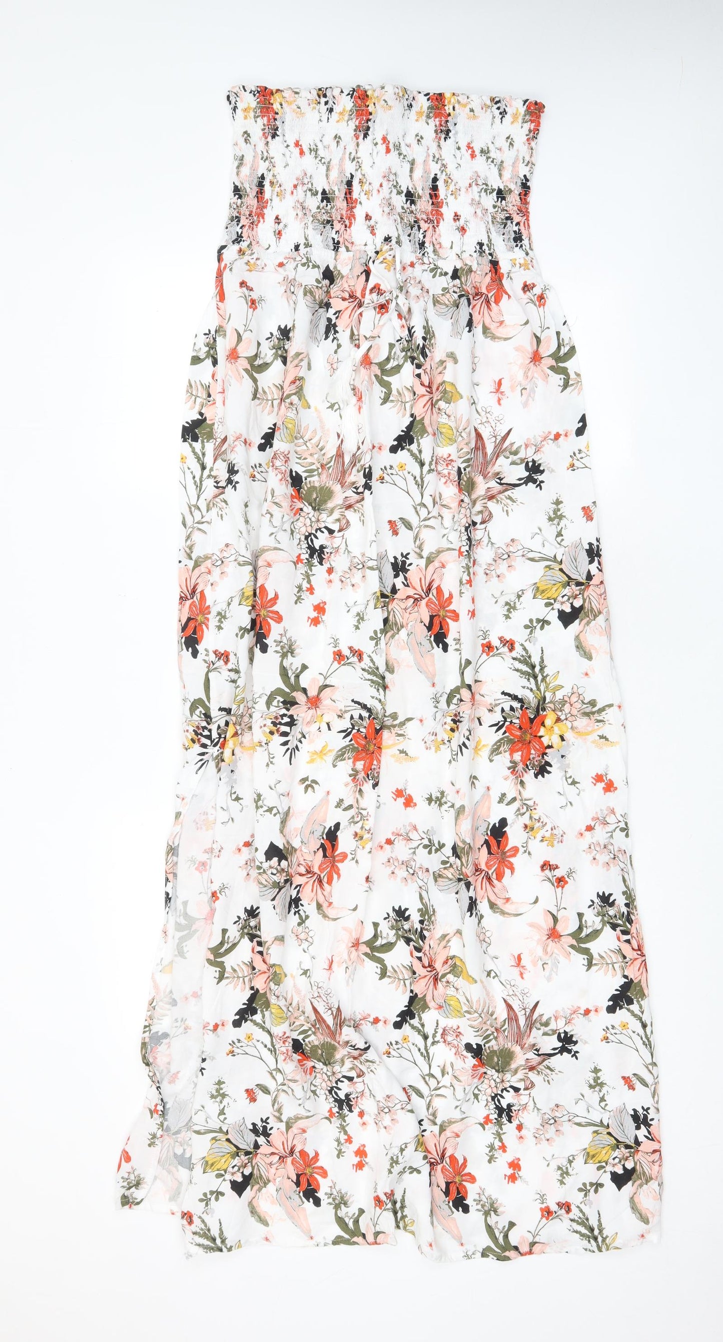 Marks and Spencer Womens Multicoloured Floral Viscose A-Line Size 14 Off the Shoulder Pullover - Drawstring