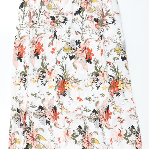Marks and Spencer Womens Multicoloured Floral Viscose A-Line Size 14 Off the Shoulder Pullover - Drawstring