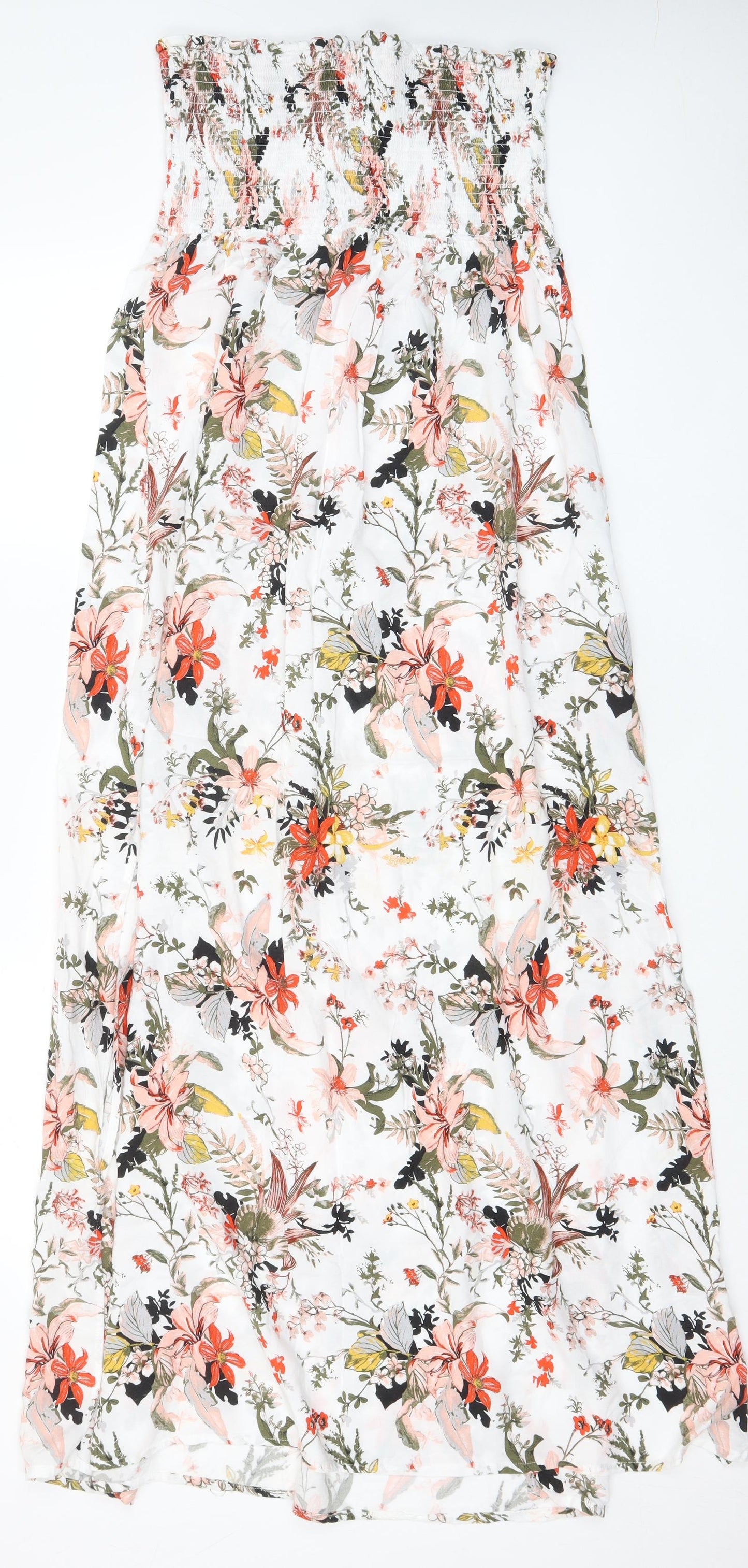 Marks and Spencer Womens Multicoloured Floral Viscose A-Line Size 14 Off the Shoulder Pullover - Drawstring