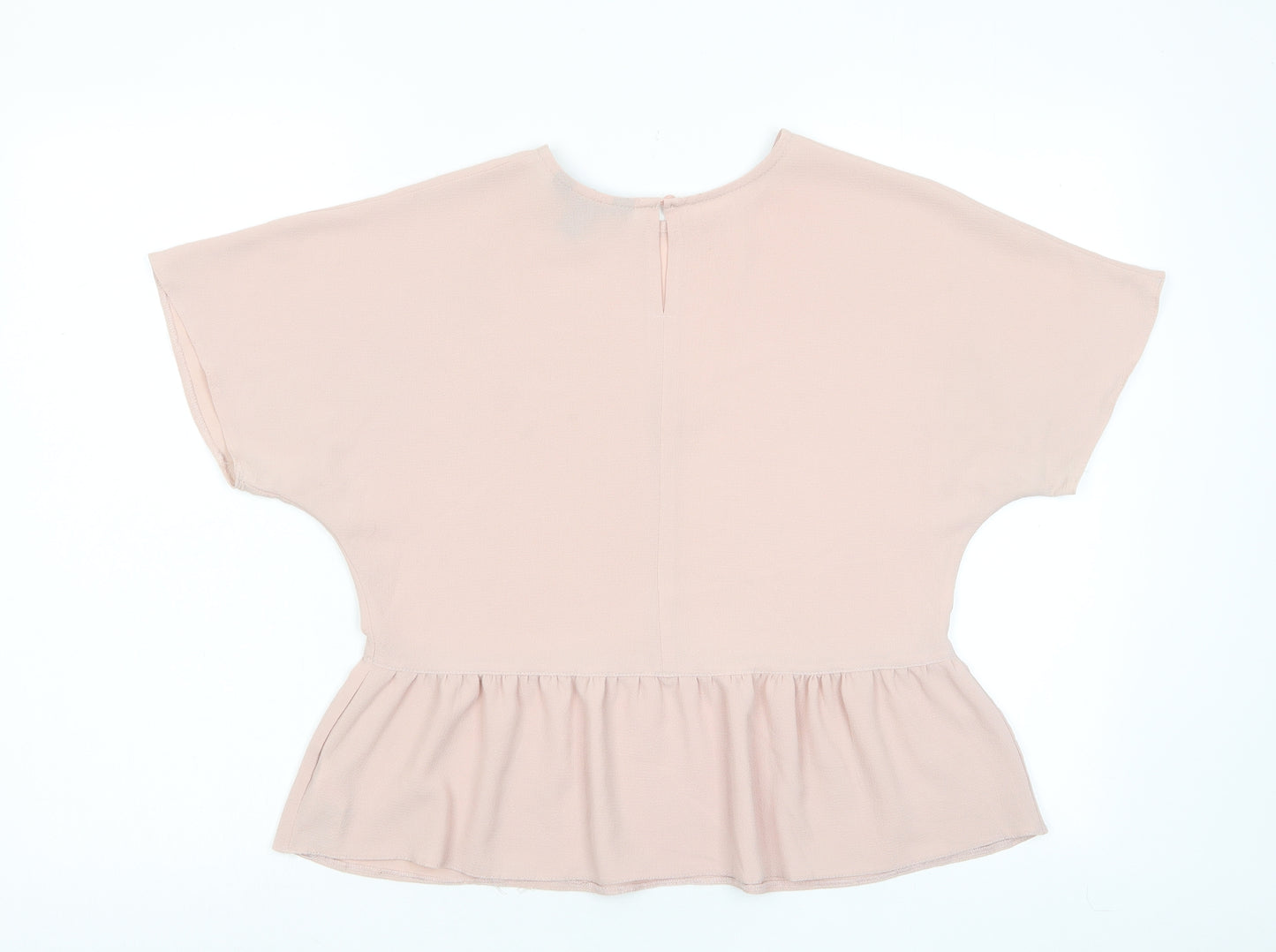 New Look Womens Pink Polyester Basic T-Shirt Size 8 Crew Neck - Pleated