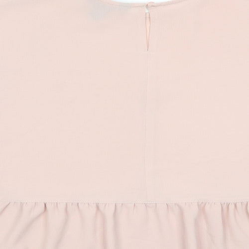 New Look Womens Pink Polyester Basic T-Shirt Size 8 Crew Neck - Pleated