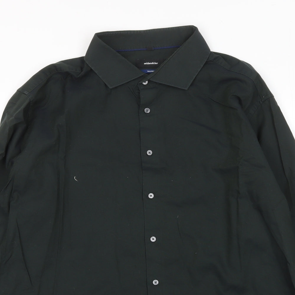 Seidensticker Mens Green Cotton Button-Up Size 2XL Collared Button